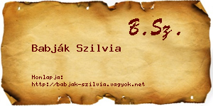 Babják Szilvia névjegykártya