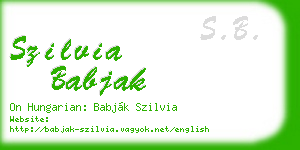 szilvia babjak business card